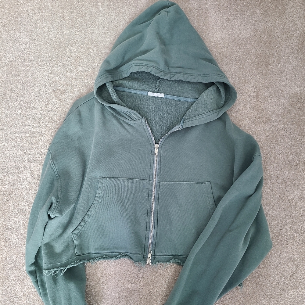 Vici cropped distressed hoodie jacket